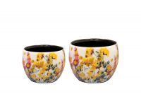 Topf Satz von 2 Floral white D9 H7